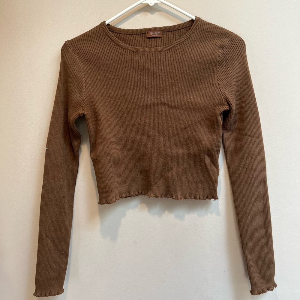 John Galt ribbed brown long sleeve